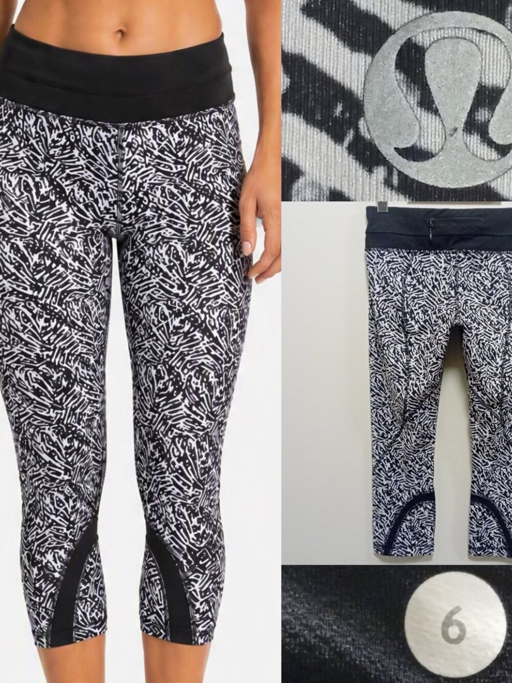 Lululemon Inspire Crop II Run All Full-On Luxtreme 6 Small Mini Brushed Animal